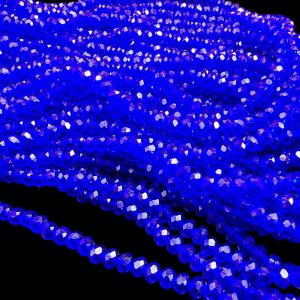 CRYSTAL0078- 1 STRAND 4MM ROYAL BLUE DIAMOND CUT OPAGUE CRYSTAL BEADS