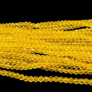 CRYSTAL0082 - 1 STRAND 4MM YELLOW COLOR CUT TRANSPARENT CRYSTAL BEADS