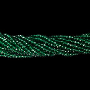 CRYSTAL0090 – 1 STRAND 4MM DARK GREEN COLOR CUT TRANSPARENT CRYSTAL BEADS