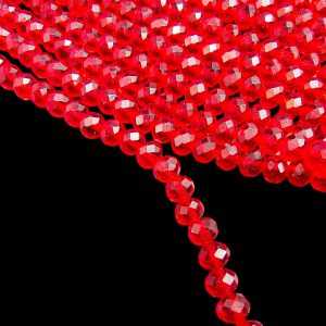 CRYSTAL0093- 1 STRAND 6MM BRIGHT RED TRANSPERANT CRYSTAL BEADS