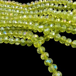 CRYSTAL0095- 1 STRAND 8MM MATTE LIGHT GREEN TRANSPERANT CRYSTAL BEADS