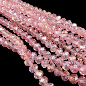 CRYSTAL0097- 1 STRAND 8MM LIGHT PINK TRANSPERANT CRYSTAL BEADS