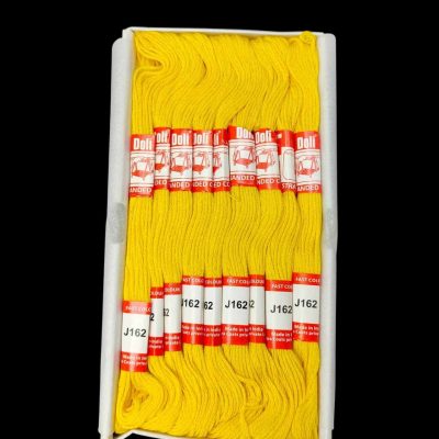 J162 – ARNAS 1 BOX (25 PCS) OF DOLI BRIGHT YELLOW COLOR COTTON THREAD FOR SEWING | CRAFTING | JEWELLERY MAKING