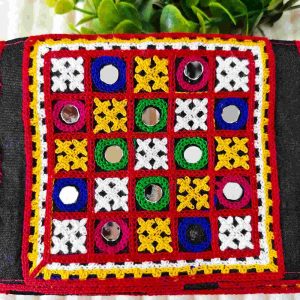 LACE023 ARNAS 11CMX11CM (SET OF 2 ) NAVRATRI TRADITIONAL MIRROR SETTING GAMTHI PATCH | MULTICOLOR PATCH FOR SAREE LAHENGA AND JEWELLERY
