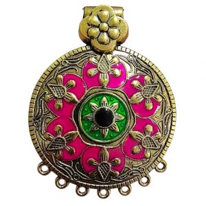 MEENAP0274- ARNAS 1 PC PACK OF MULTI COLOR MEENAKARI SILVER PALTED DESIGNER MOTIF OXIDIZED PENDANT
