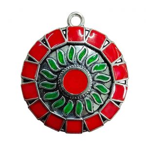 MEENAP0275- ARNAS 1 PC PACK OF MULTI COLOR MEENAKARI SILVER PALTED DESIGNER MOTIF OXIDIZED PENDANT