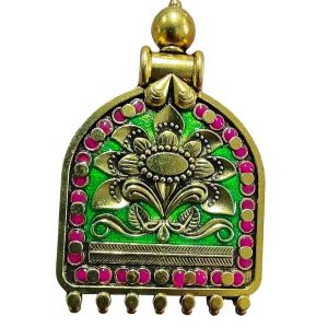 MEENAP0276 -ARNAS 1 PC PACK OF MULTI COLOR MEENAKARI SILVER PALTED DESIGNER MOTIF OXIDIZED PENDANT