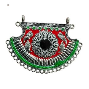 MEENAP0277 -ARNAS 1 PC PACK OF MULTI COLOR MEENAKARI SILVER PALTED DESIGNER MOTIF OXIDIZED PENDANT
