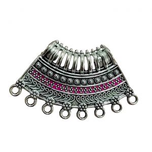 MEENAP0279 -ARNAS 1 PC PACK OF MULTI COLOR MEENAKARI SILVER PALTED DESIGNER MOTIF OXIDIZED PENDANT