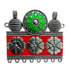 MEENAP0280 -ARNAS 1 PC PACK OF MULTI COLOR MEENAKARI SILVER PALTED DESIGNER MOTIF OXIDIZED PENDANT
