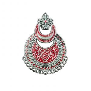 MEENAP0285 -ARNAS 2 PC PACK OF MULTI COLOR MEENAKARI SILVER PALTED DESIGNER MOTIF OXIDIZED PENDANT
