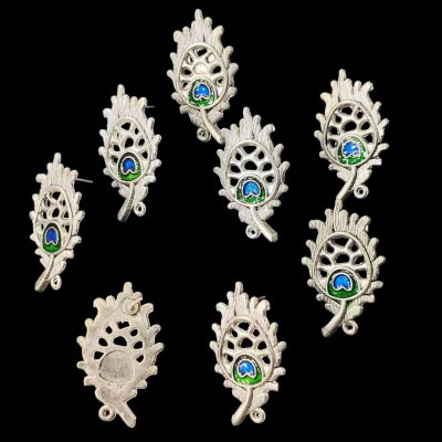 MEENATOP0002 -ARNAS 2 PAIRS PACK OF MULTI COLOR MEENAKARI SILVER PALTED DESIGNER MOTIF OXIDIZED PENDANT