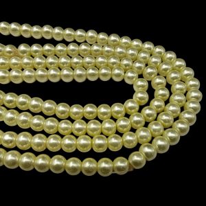 PEARLBEADS0028 – 1 STRAND WHITE GREENISH 8 MM ROUND GLASS PEARL BEADS