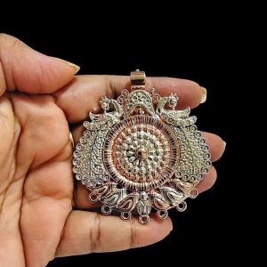 PREMIUM001-1 PCS PACK OF BIG SIZE GERMAN SILVER PENDANT FOR | JEWELLERY MAKING