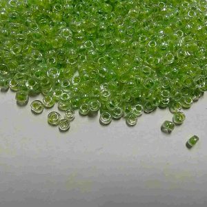 SBEADS0028 ARNAS OPAQUE LIME LUSTER COLOR 11/0 SIZE GLASS TRANSPARENT SEED BEADS (20-40 GM)