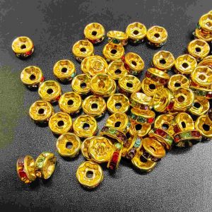 SPACER001- ARNAS 100 PCS PACK OF 6MM GOLDEN SPACER CHARMS FOR JEWELLERY | BRACELETE | RAKHI MAKING