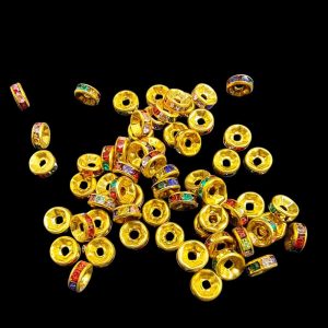 SPACER002- ARNAS 100 PCS PACK OF GOLDEN SPACER CHARMS FOR JEWELLERY | BRACELETE | RAKHI MAKING