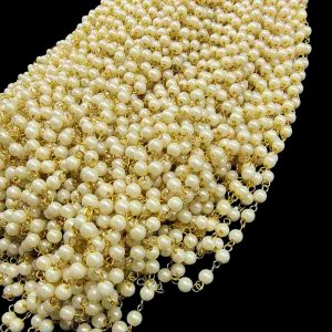 GANTHAN003- 12 PC PACK OF PEARL GOLDEN CHAIN | GANTHANMALA FOR JEWELLERY MAKING