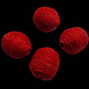 JUTEBALLS002 ARNAS 4 PCS PACK DARK RED JUTE BALL | JUTE MATERIAL FOR JEWELLERY MAKING