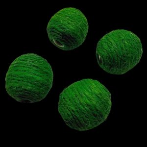 JUTEBALLS004 ARNAS 4 PCS PACK GREEN JUTE BALL | JUTE MATERIAL FOR JEWELLERY MAKING