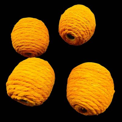 JUTEBALLS006 ARNAS 4 PCS PACK ORANGE JUTE BALL | JUTE MATERIAL FOR JEWELLERY MAKING