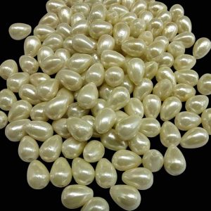PLASTICBEADS0145 ARNAS WHITE DROP SHAPED BEADS 1 CM PLASTIC BEADS FOR JEWELLERY MAKING |AARI WORK| LATKAN MAKING